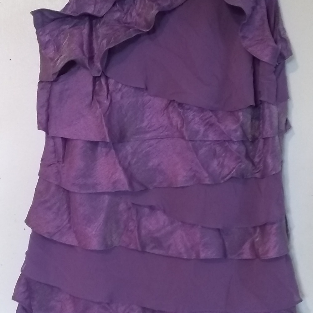 S.L. Fashions Purple Tiered Ruffled Dress
